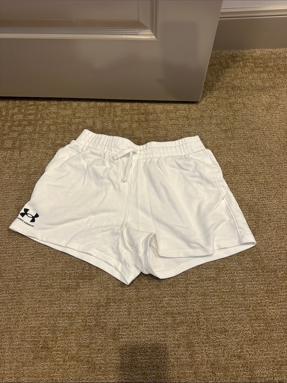 Under Armour White Women's Sweat Shorts with Black Logo